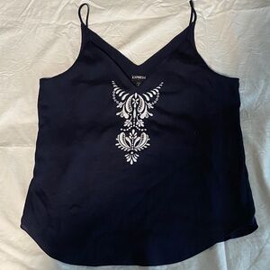 Express Navy Camisole with Intricate White Design